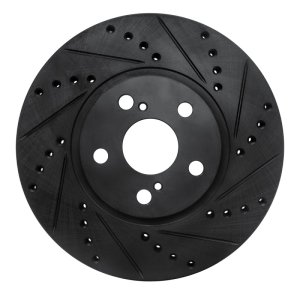Pontiac Vibe Brake Rotor (1) - Front Right - R1 Concepts - Drilled & Slotted - Black - `00-`10